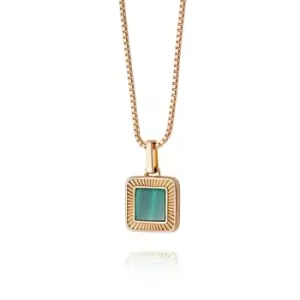 Daisy London 18ct Gold Plate Malachite Palm Square Necklace 18ct Gold Plate