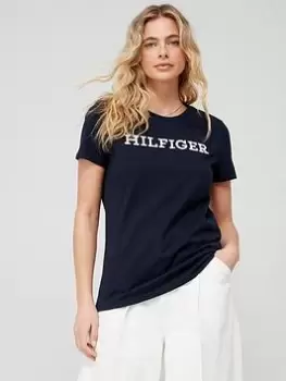 Tommy Hilfiger Embroidered Logo T-Shirt - Navy Size M Women