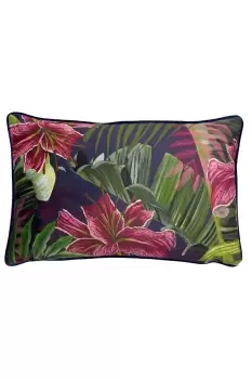 Kala Floral Printed Piped Velvet Reverse Cushion