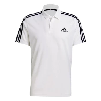 adidas Primeblue Designed To Move Sport 3-Stripes Polo Sh - White