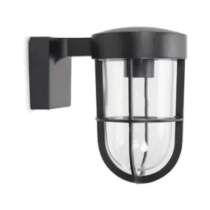 Outdoor / Bathroom Wall Light Fitting Clear Glass Lamp Shade IP44 - Black - 0