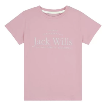 Jack Wills Kids Girls Forstal Script Logo T-Shirt - Pink