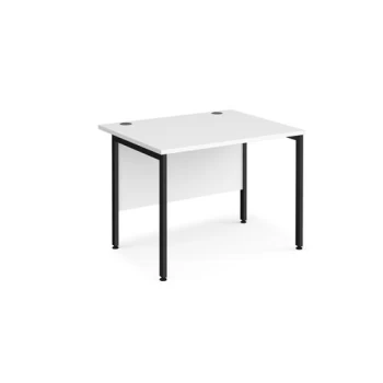 Office Desk 1000mm Rectangular Desk With H-Frame Leg White Tops With Black Frames 800mm Depth Maestro 25