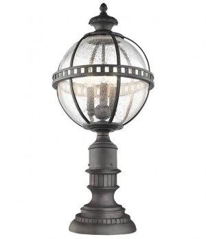 3 Light Outdoor Pedestal Lantern Grey IP44, E14