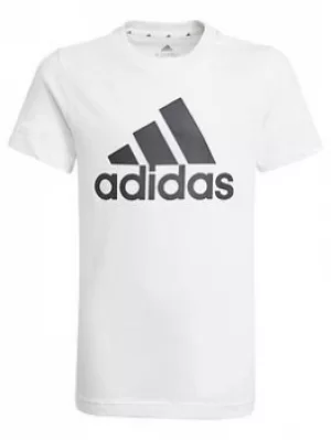 adidas Boys Junior B Bl Tee, White/Black, Size 8-9 Years