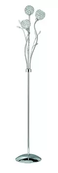 Bellis 3 Light Floor Lamp Flower Design Chrome and Glass, G9