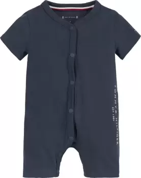 Tommy Hilfiger Newborn Short Sleeve Romper In Twilight Navy - Size 3-6 Months