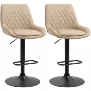 HOMCOM Bar Stools Set of 2, Adjustable Bar Chairs 360° Swivel for Kitchen Khaki - Light Khaki