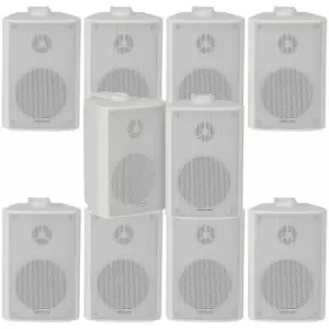 Loops - 10x 120W White Wall Mounted Stereo Speakers 6.5' 8Ohm Premium Home Audio Music