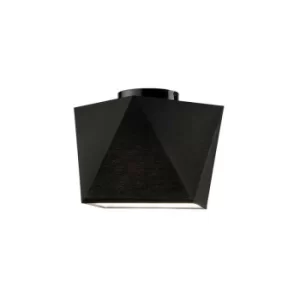 Carla Semi Flush Light, Fabric Shade Black, 1x E27