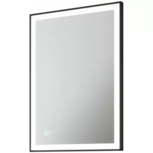 Loops - 500 x 700mm IP44 matt Black LED Bathroom Mirror & Demister Tunable White Border