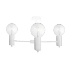 Arde Multi Arm Semi Flush Ceiling Light White, 60cm, 3x E27