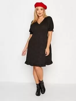 Yours V Neck Dress Checked - Black, Size 22-24, Women