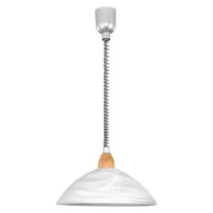 Pendant Light Silver Satin Nickel Beech Shade White Glass Alabaster E27 1x60W