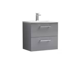 Nuie Arno 600mm Wall Hung 2 Drawer Vanity & Basin 4 Cloud Grey