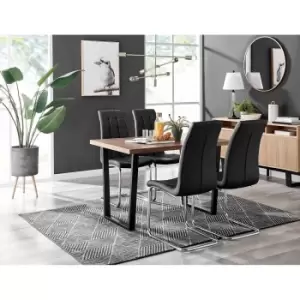 Furniture Box Kylo Brown Wood Effect Dining Table and 4 Black Murano Chairs