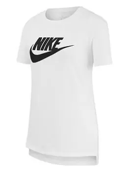 Nike Girls Nsw Tee Dptl Basic Futura Classic Tee, White/Black, Size L=12-13 Years, Women