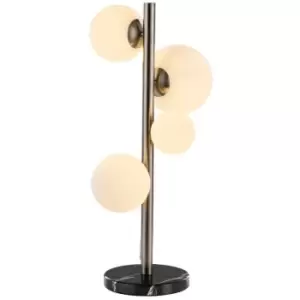 Luminosa Marshall Table Lamp, 4 Light G9, Satin Nickel, Opal Glass