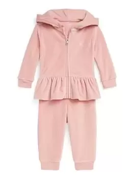 Ralph Lauren Baby Girls Peplum Hem Zip Through Jog Set - Rose, Rose, Size 12 Months