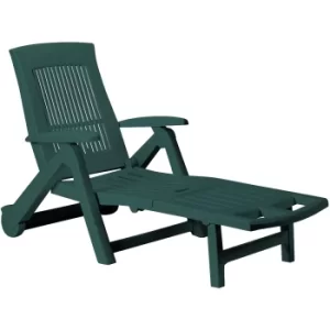 Sun Lounger Zircone Green 195x72x101cm Plastic with Castors