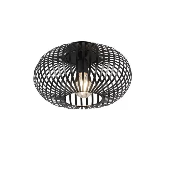 Johann Vintage 30cm Semi Flush Ceiling Light Black Matt