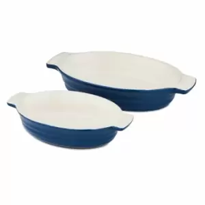 Barbary & Oak Oval Oven Dish, Set Of 2 - Blue