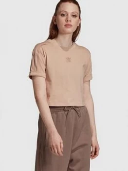 adidas Originals New Neutral Crop T-Shirt - Nude, Size 6, Women