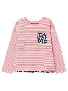 Joules Girls Bliss Striped Jersey Top - Pink