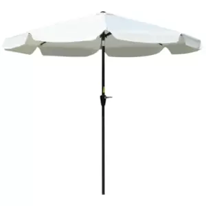 Outsunny 2.66m Patio Umbrella Garden Parasol Outdoor Sun Shade Table Umbrella with Ruffles, 8 Sturdy Ribs, Cream White