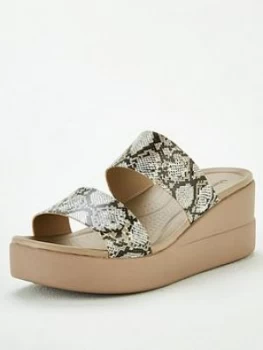 Crocs Brooklyn Mid Wedge Mule Sandal - Snake Print