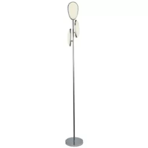 Searchlight Lori 3 Light LED Floor Lamp, Crushed Ice Effect Shade, Chrome