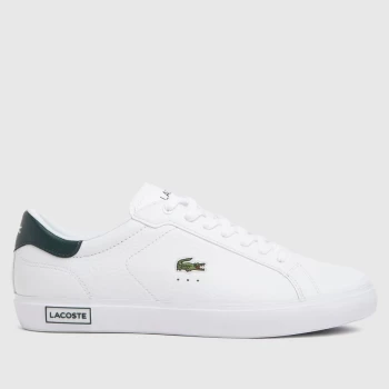 Lacoste White & Green Powercourt Trainers