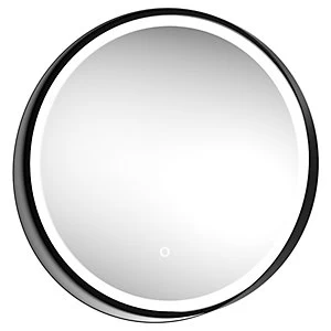 Wickes Byron Colour Changing Matt Black Round LED Mirror - 600mm