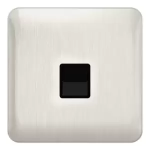 Schneider Electric Lisse Screwless Deco - Single Telephone Socket, Secondary, 240V, GGBL7062BSS, Stainless Steel with Black Insert