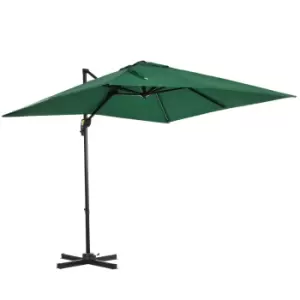 Outsunny Square Umbrella Parasol W/360° Rotation, 245Lx245Wx248H cm-Green