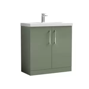 Nuie Arno 800mm Floor Standing 2 Door Vanity & Basin 1 Satin Green