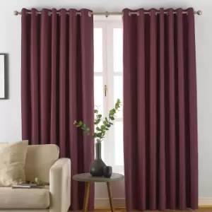 Moon Premium Thermal Blackout Eyelet Curtains Berry, Berry / 229 x 183cm