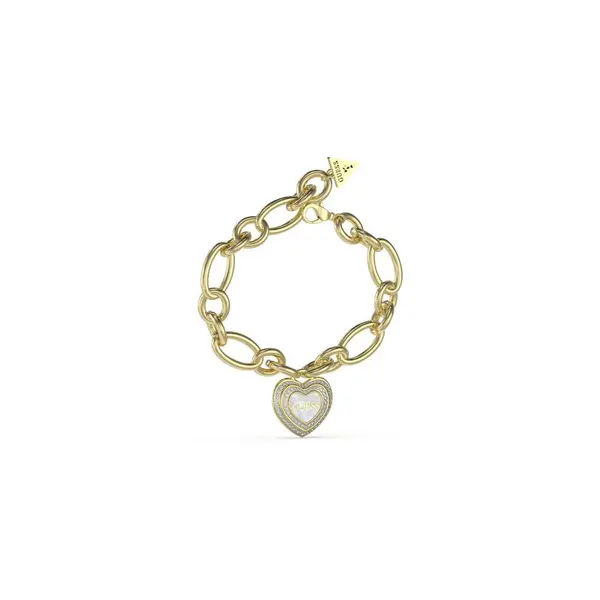 Guess Jewellery Ladies Mother of Pearl Crystal Heart Bracelet UBB04025