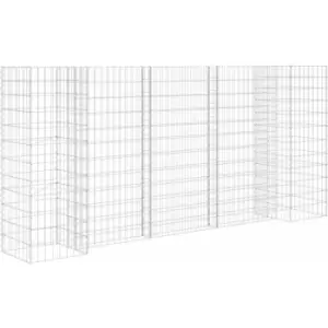 H-Shaped Gabion Planter Steel Wire 260x40x120cm Vidaxl Silver