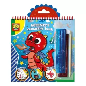 SES CREATIVE Childrens Activity Colouring Book Metallic 3-in-1 Set, 3 Years and Above (00115)