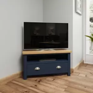 Rye Two Tone Oak & Blue Corner TV Unit