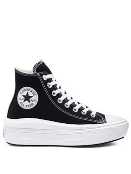 Converse Chuck Taylor All Star Move Platform Hi Trainers - Black/White, Size 8, Women