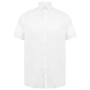 Henbury Mens Modern Short Sleeve Slim Fit Oxford Shirt (XXL) (White)