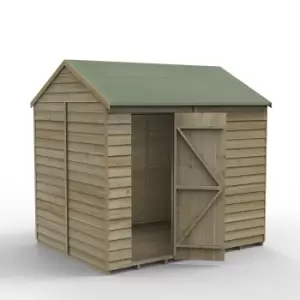 Forest Garden 8X6 Ft Reverse Apex Overlap Wooden Shed With Floor (Base Included) - Assembly Service Included