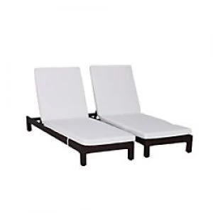 Outsunny Rattan Lounger 862-019V01BN Brown, Cream-White