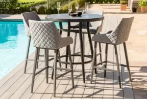 Maze Regal 4 Seat Flanelle Grey Outdoor Fabric Round Bar Set