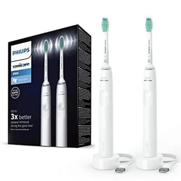 Philips Sonicare Series 3100 HX3675/13 Dual Pack White Electric Toothbrush 2Pcs