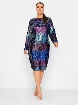 Yours Sequin Ombre Shift Dress, Green, Size 20, Women