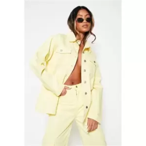 I Saw It First Lemon Oversized Pocketed Denim Shirt - Yellow