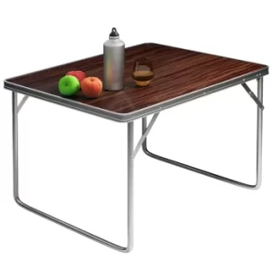 Camping Table Wood Decor Aluminium 80x60x70cm Foldable